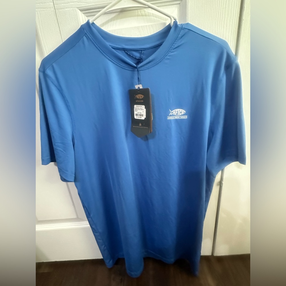 AFTCO Blue Short Sleeve Jigfish Performance Tee